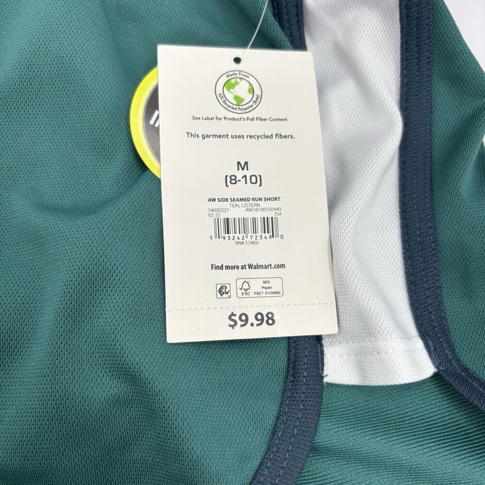 Athletic Works Womens Running Shorts Medium 8-10 Teal White Navy Gym Active - Picture 7 of 16